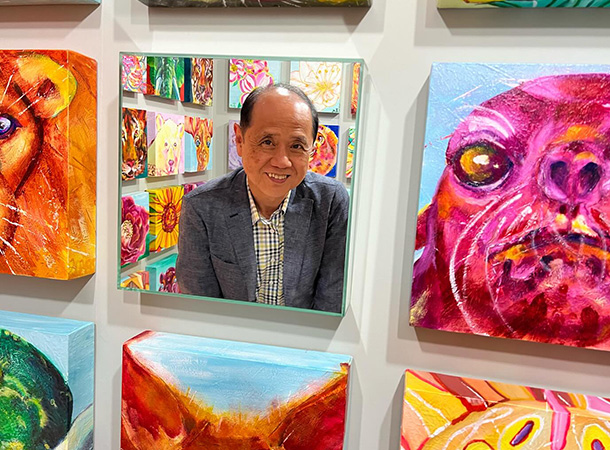 大森岡山市長が展覧会に来てくださいました。