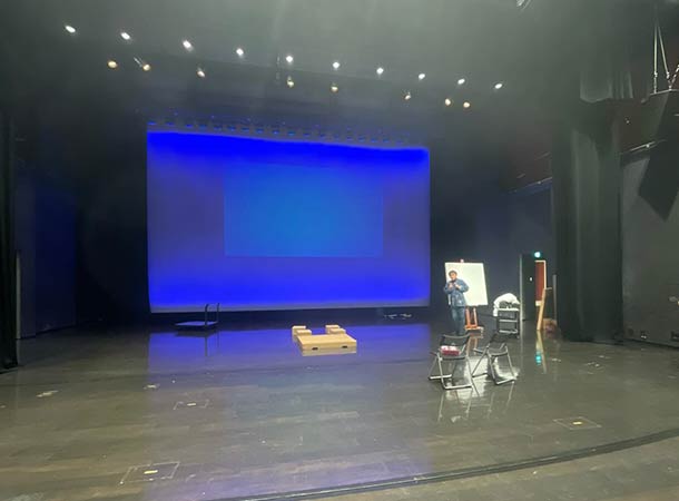 2月8日「ジャズとワインと石村嘉成」ステージの下見